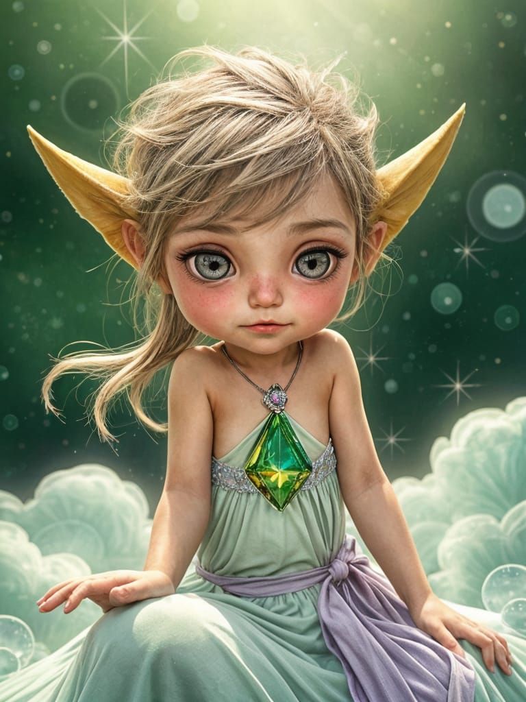 Iidescent Elf with Emerald Jewel