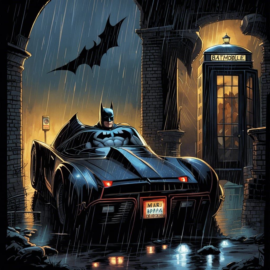 Batman's Bad Night: Batmobile Flat Tire, Comic Art