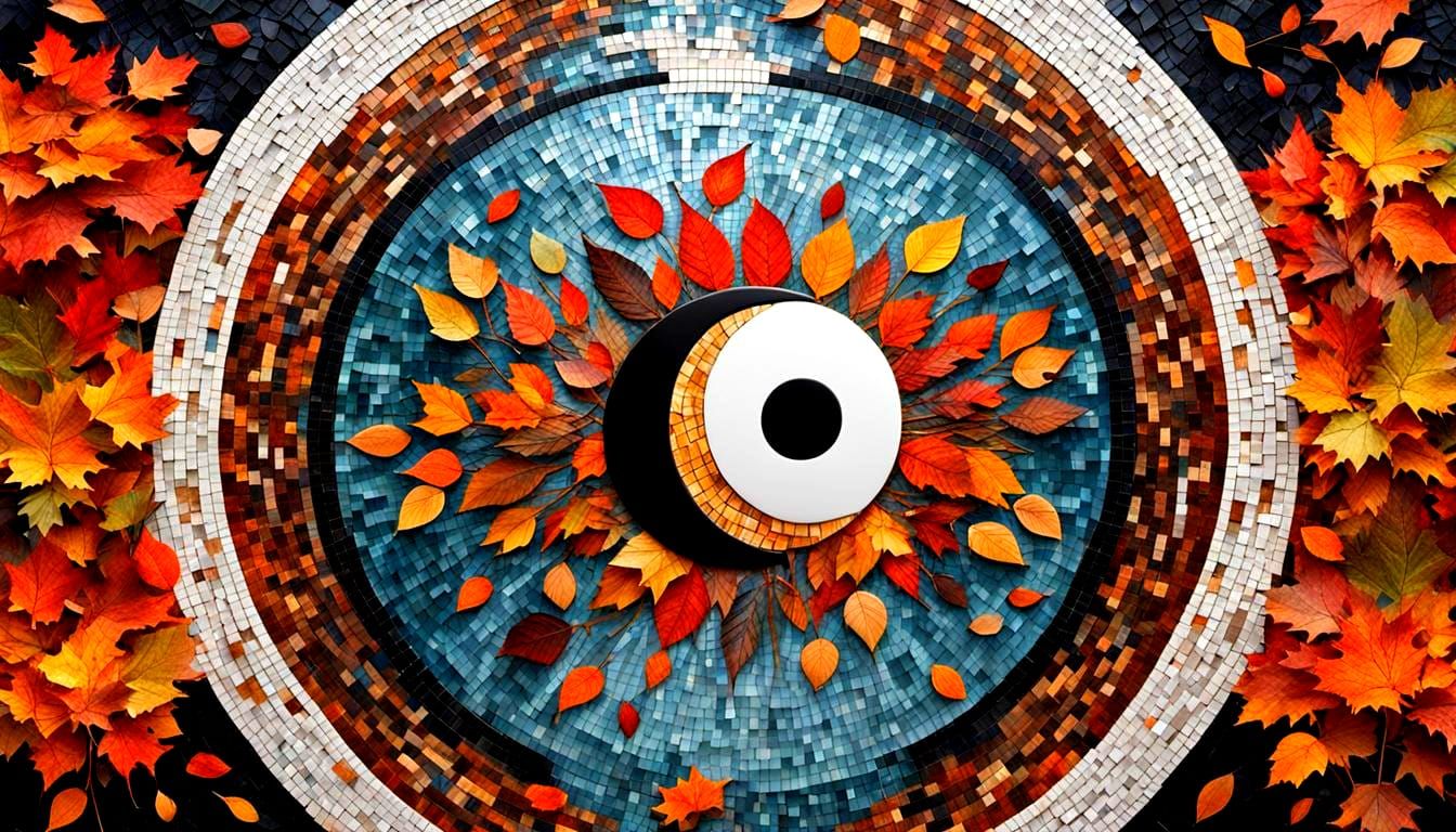 Wiccan Autumnal Equinox Mosaic with Yin-Yang
