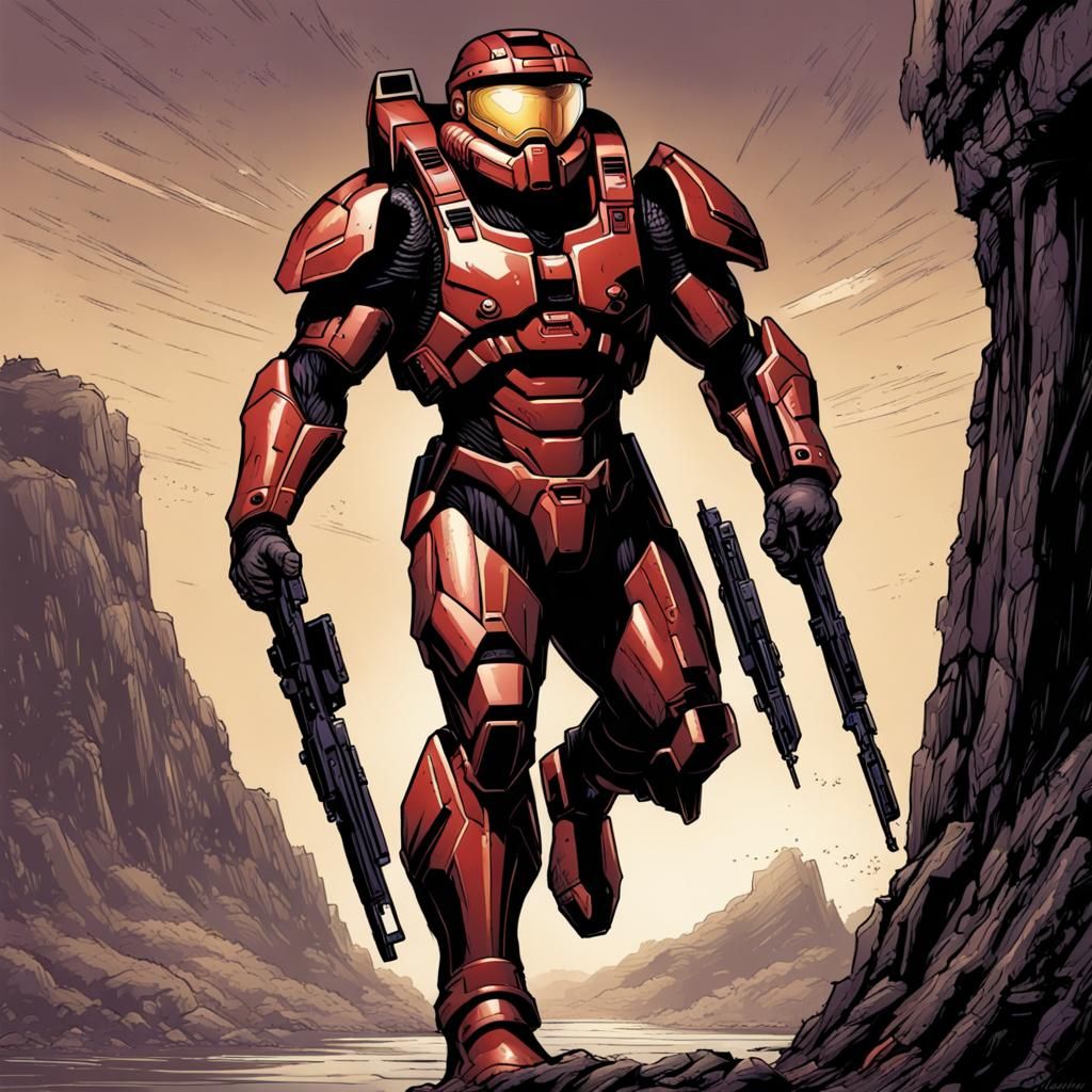 British Halo Spartan in Comic Book Art
