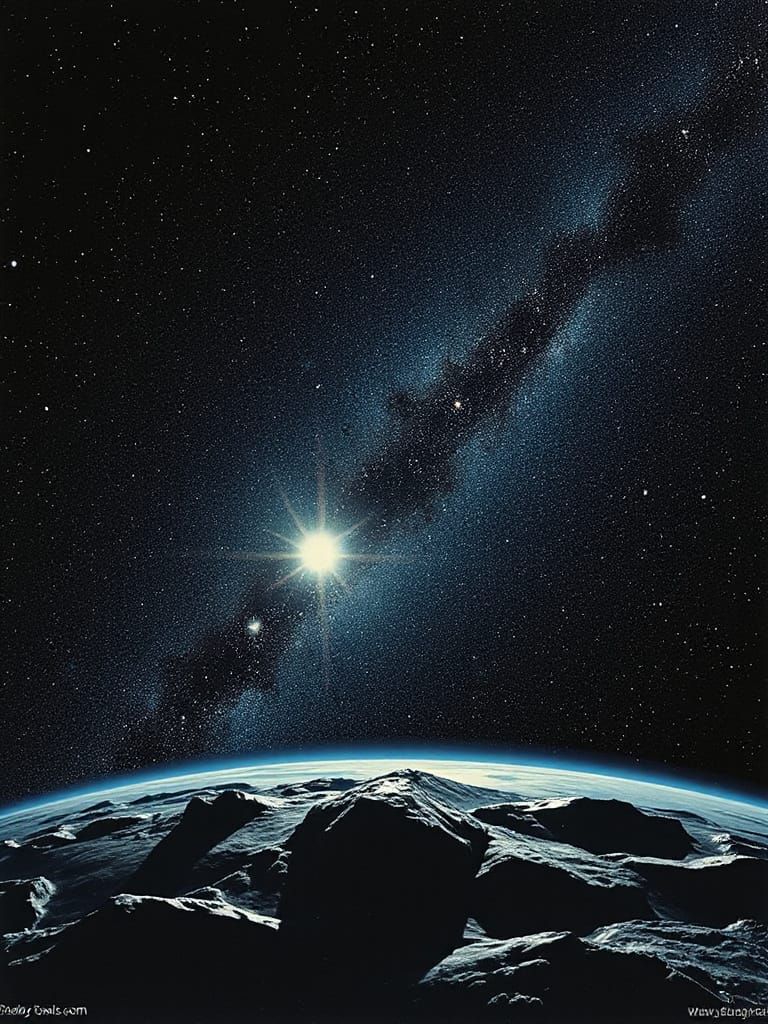 Binary Stars in Space Art Style