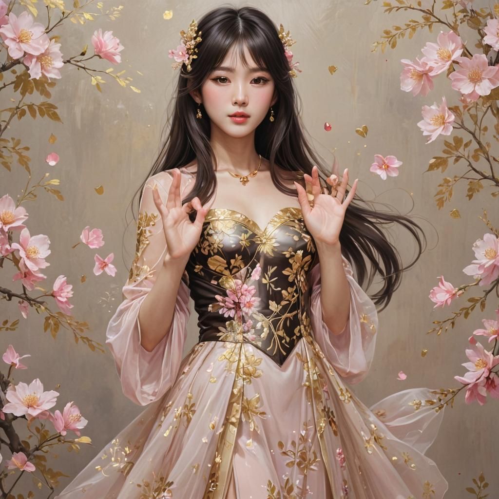 Anime Style Portrait of Woman with Floating Heart