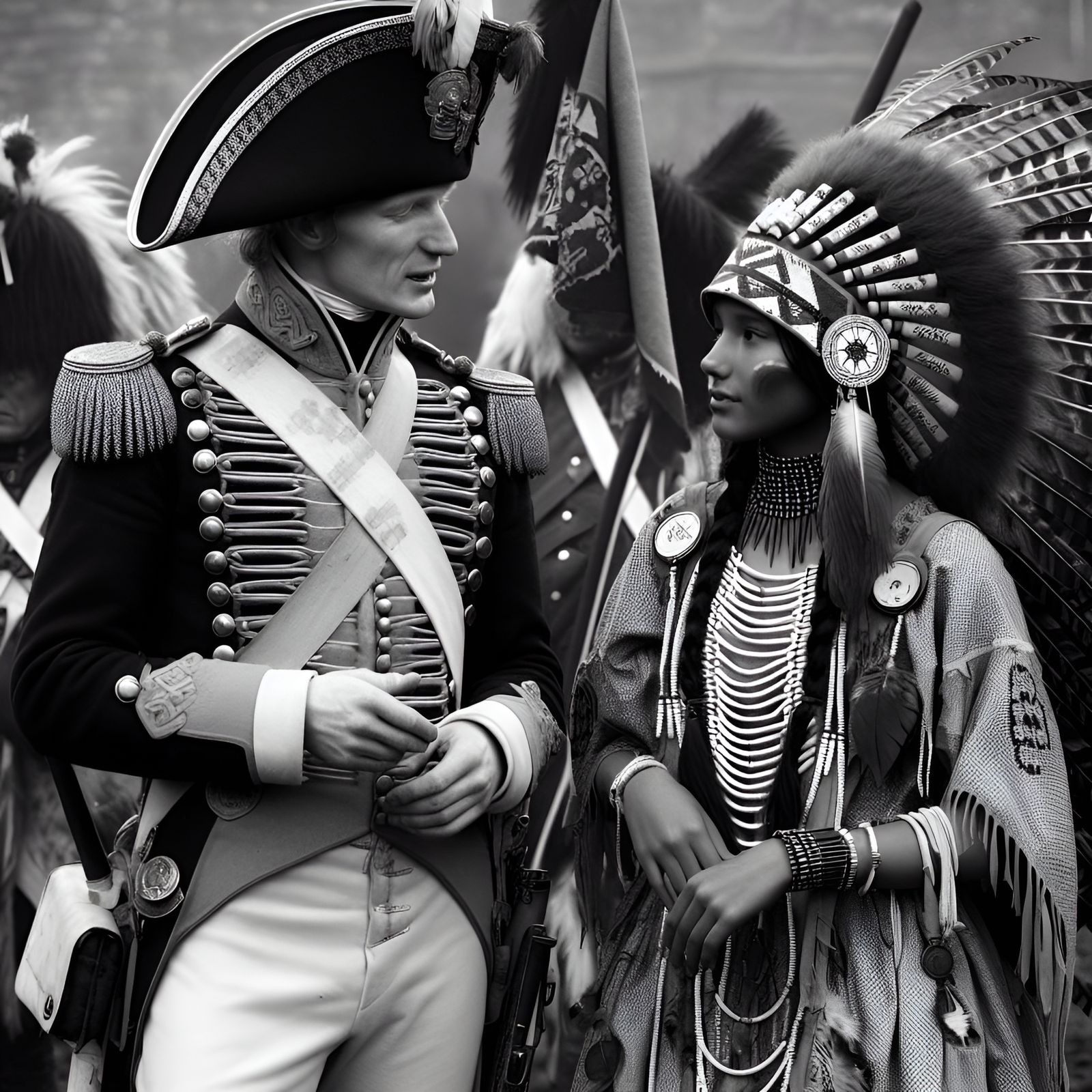1700s British Officer with Native American Woman