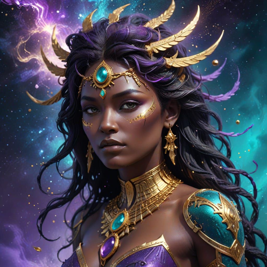 Ethereal Goddess Rises from Cosmic Depths