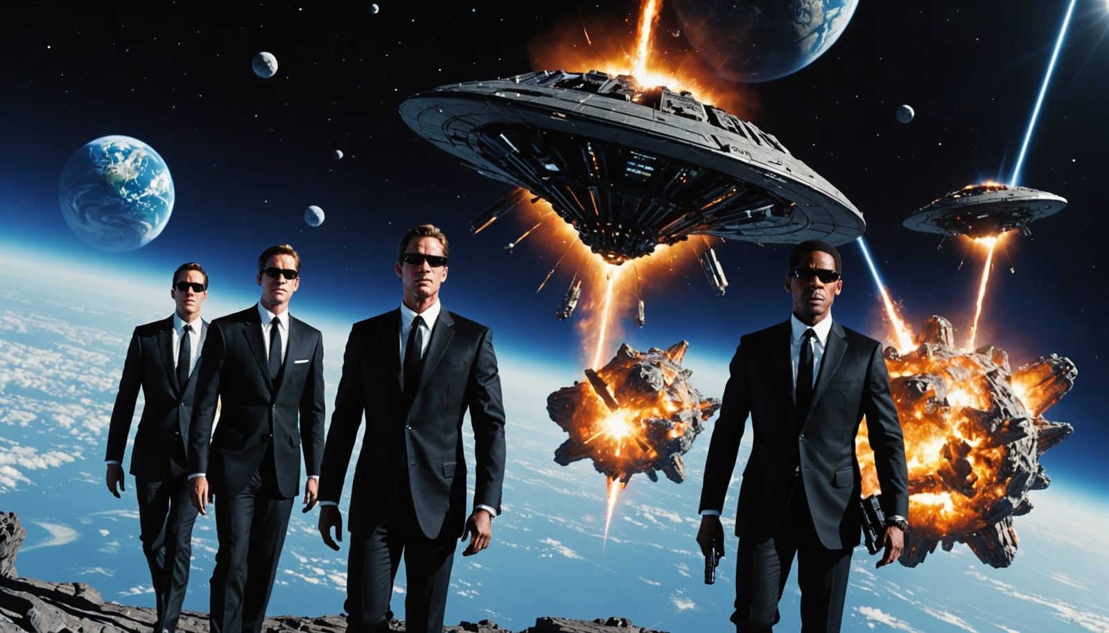 Men in Black Agents Monitor Meteor in Orbit