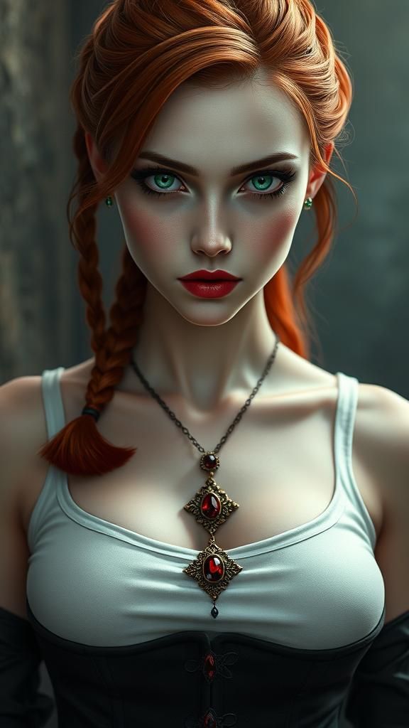 Vampire Woman in Gothic Dark Romanticism Style