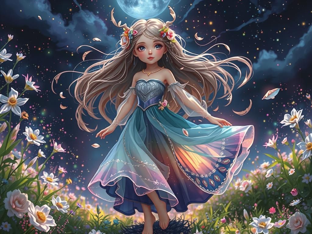 Ethereal Elemental Spirit in Crystalline Meadow