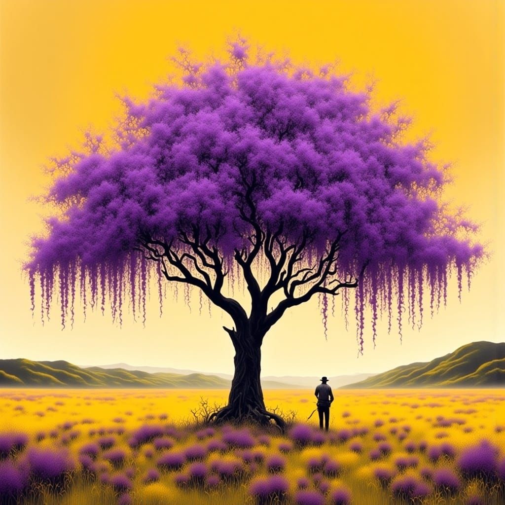 Purple Jacaranda Tree in Dreamlike Impressionist Style