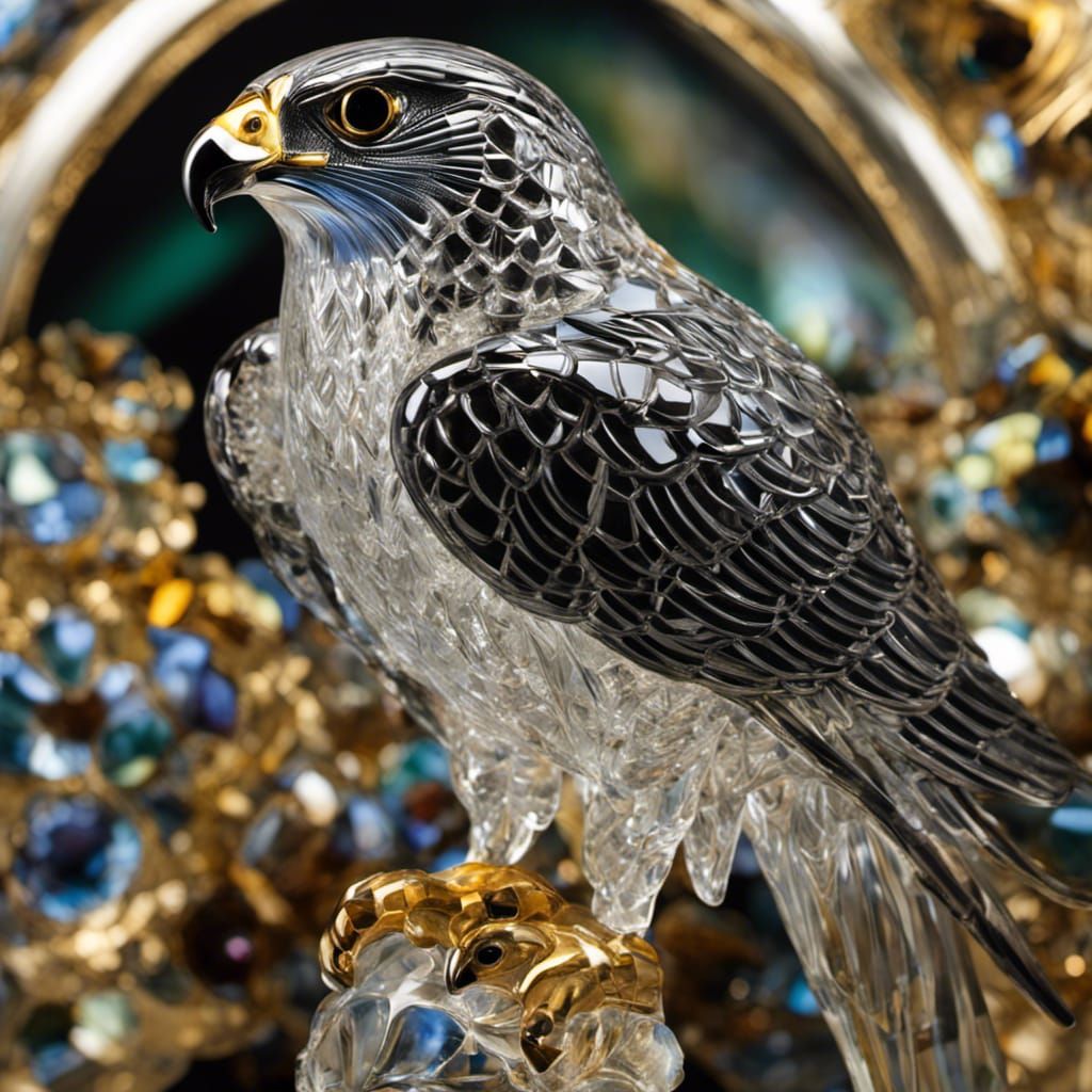 Crystal Peregrine Falcon in Glassblowing Style
