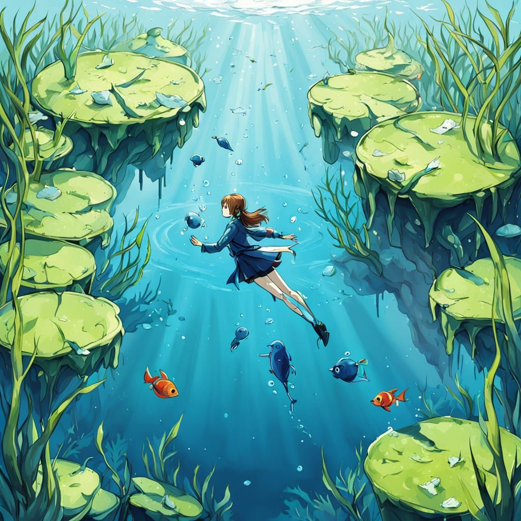 Dreamy Autumn Waterfall Watercolor Sketch