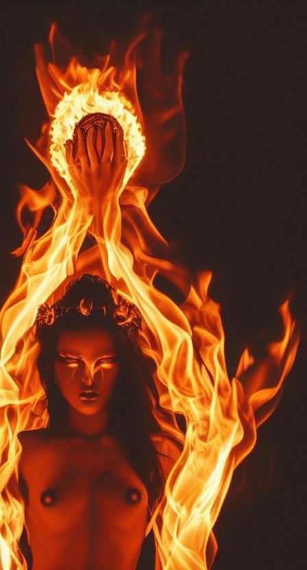 a beautiful fire goddess with a dark secret