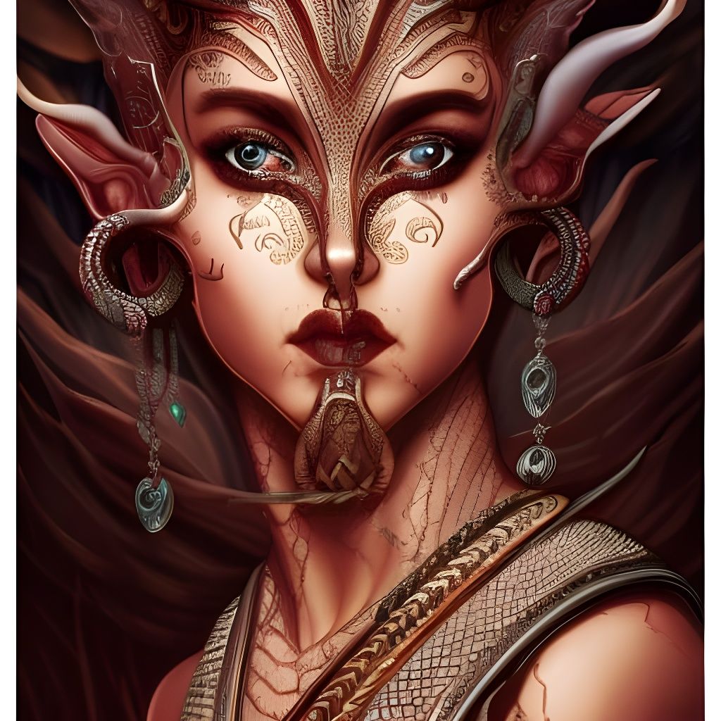 Detailed Naga Digital Art in Dark Fantasy Style