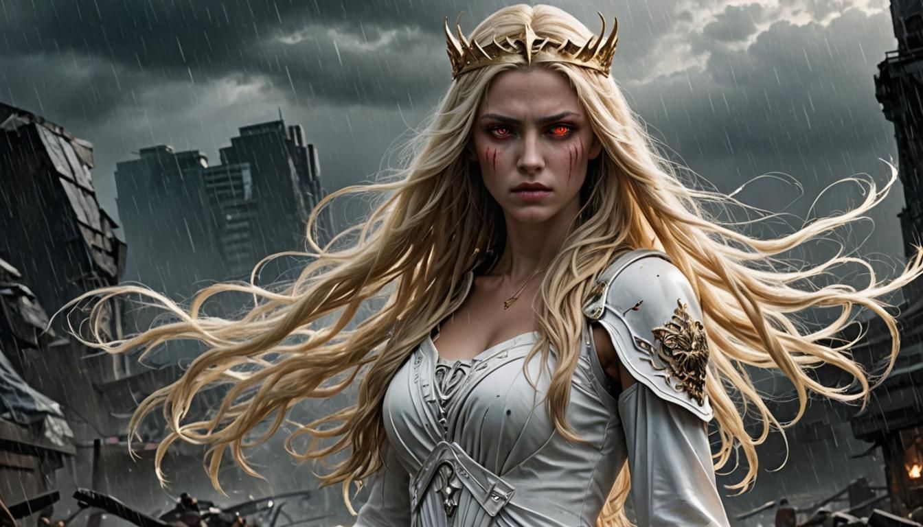 Athena's Mythicpunk Transformation: Beauty to Horror