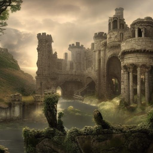Dramatic Castle Ruins: Digital Matte Painting