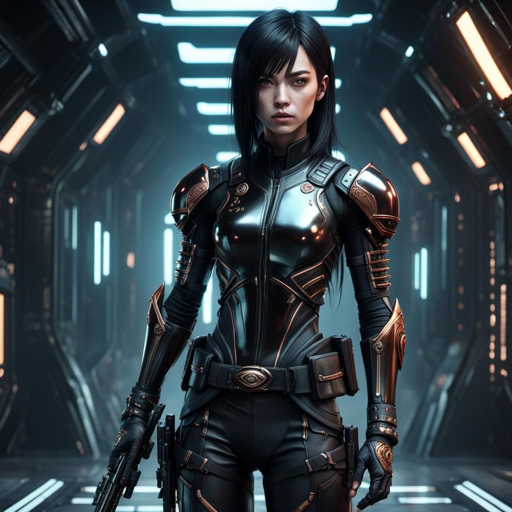 Cyberpunk Alien Warrior with Swords, 3D Render