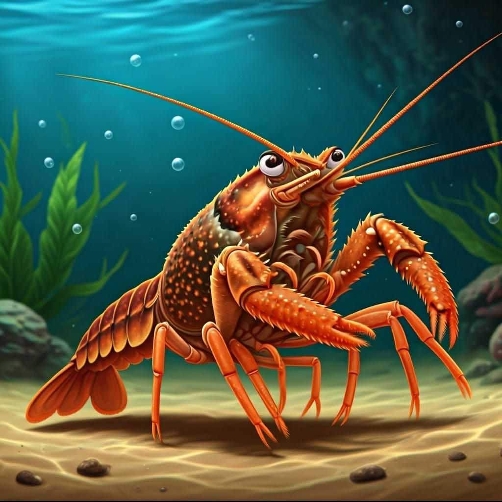 Cute Crayfish in a Colorful Underwater World