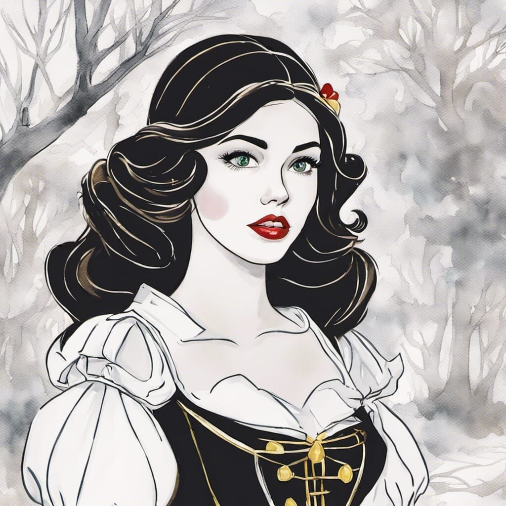 Watercolor Portrait of Disney's Snow White