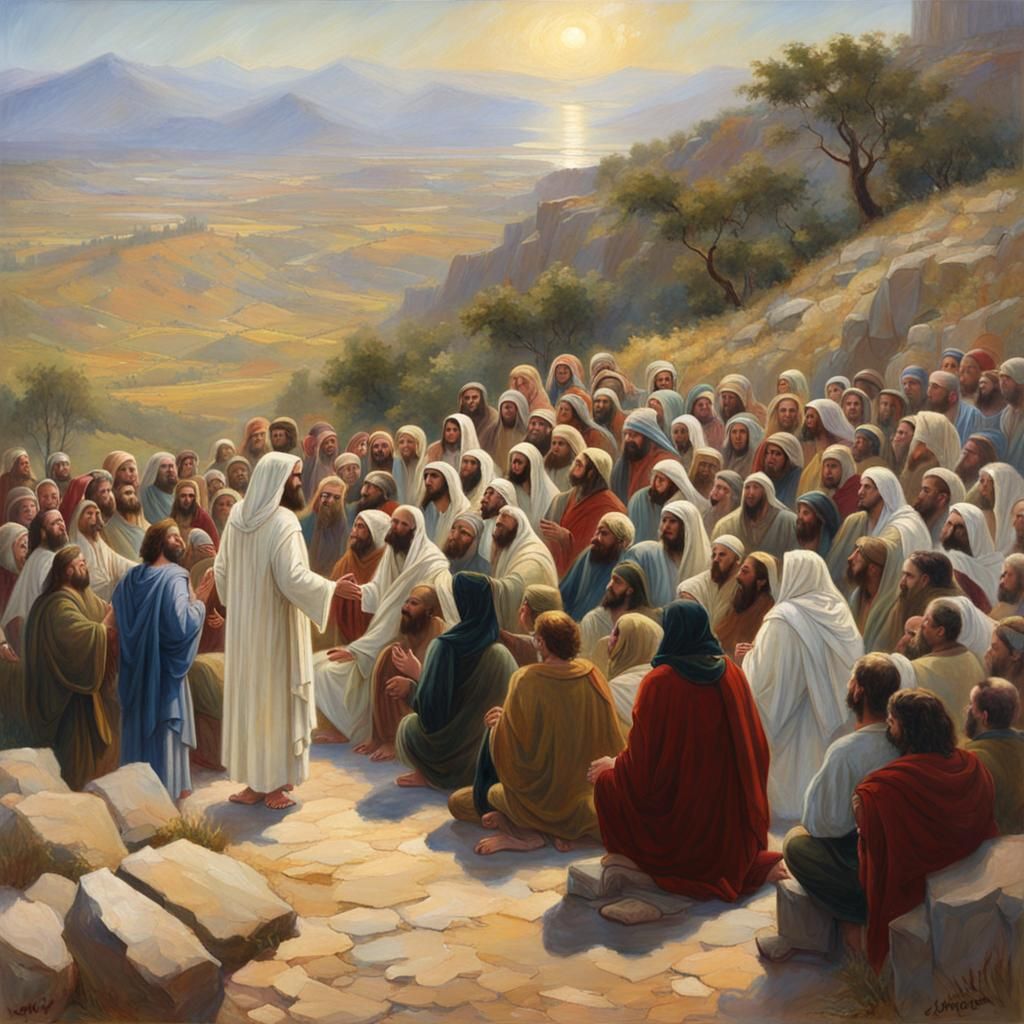 Jesus Christ: Sermon on the Mount, Oil Painting