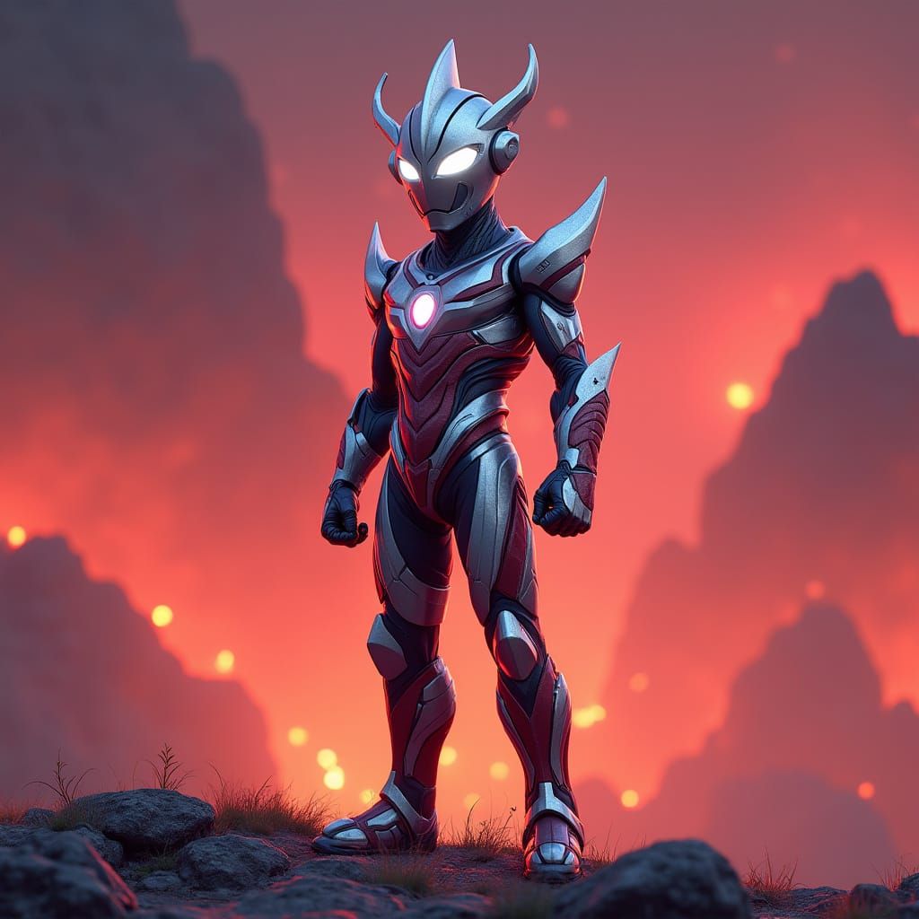 Heroic Ultraman in Fantastical Concept Art Style