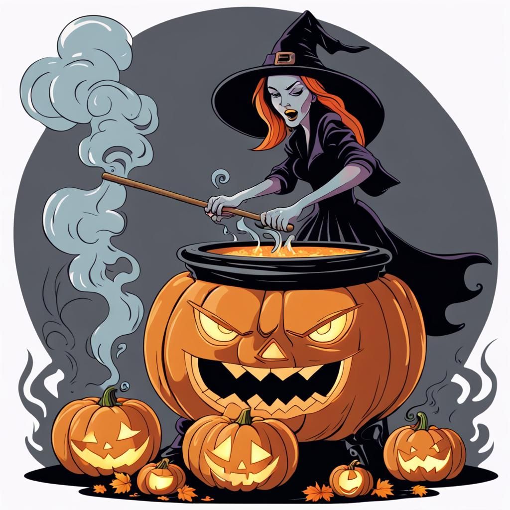 Witch Brew Cauldron Pumpkin Carving Idea