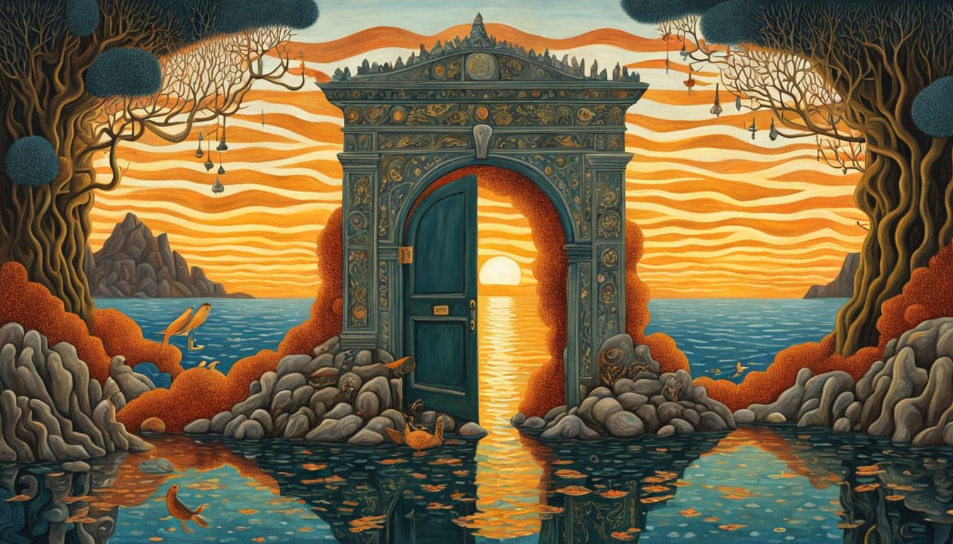 Mysterious Sunken Temple Door Reveals Glowing Chamber