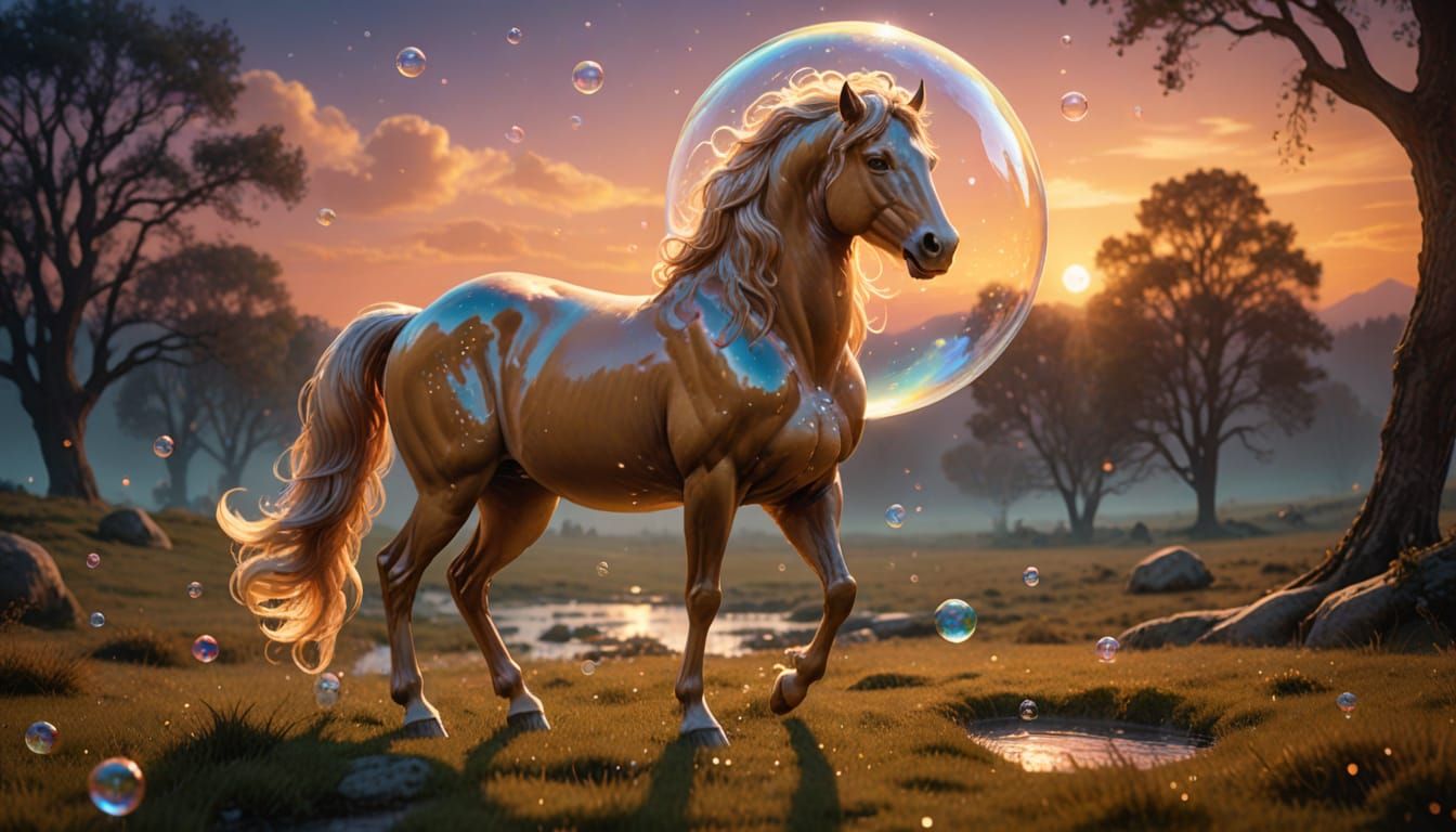 Centaur in Twilight Landscape with Memory Bubble