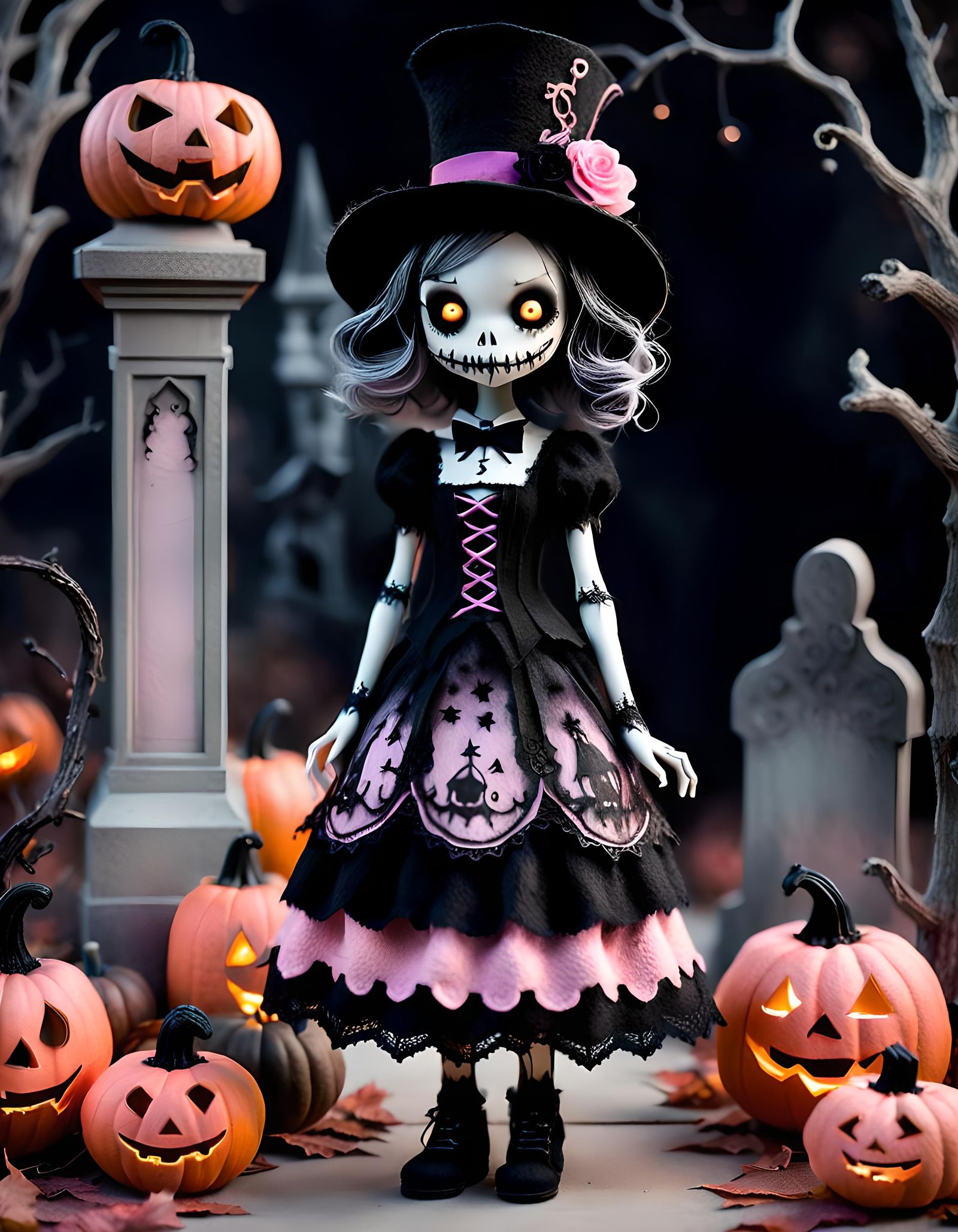 Cute Undead Girl in Wool Art Style