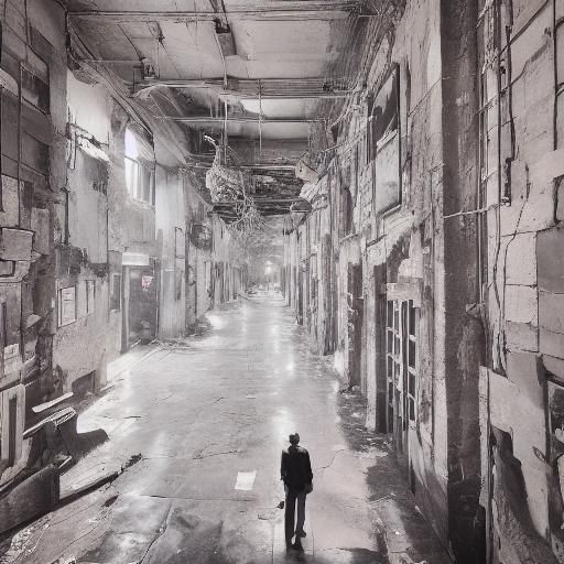 Eerie Dark Apartment Building with Lurking Entity