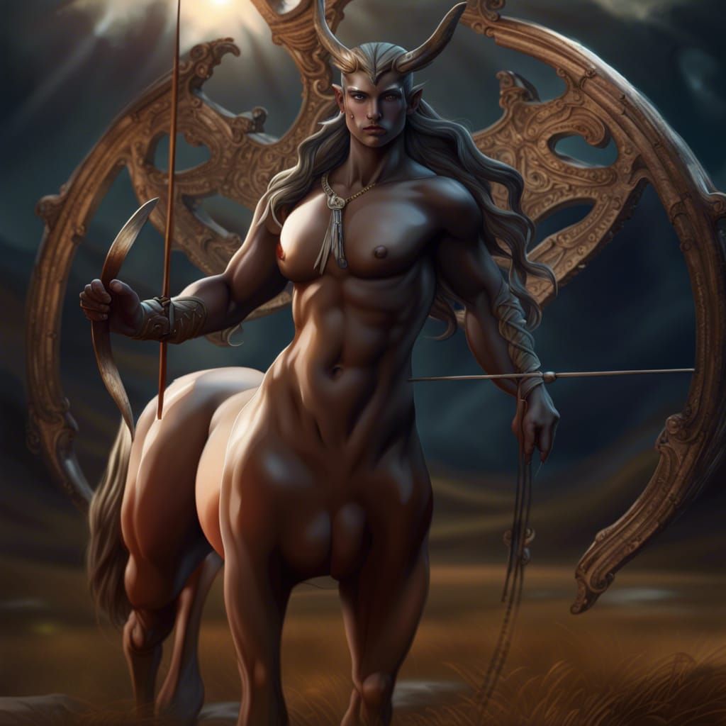 Detailed Metallic Centaur Archer in Digital Art