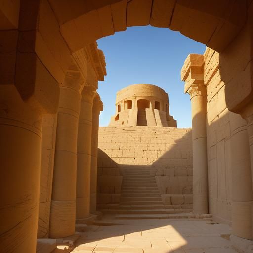 Mesopotamian Ziggurat at Sunrise in Impressionistic Style