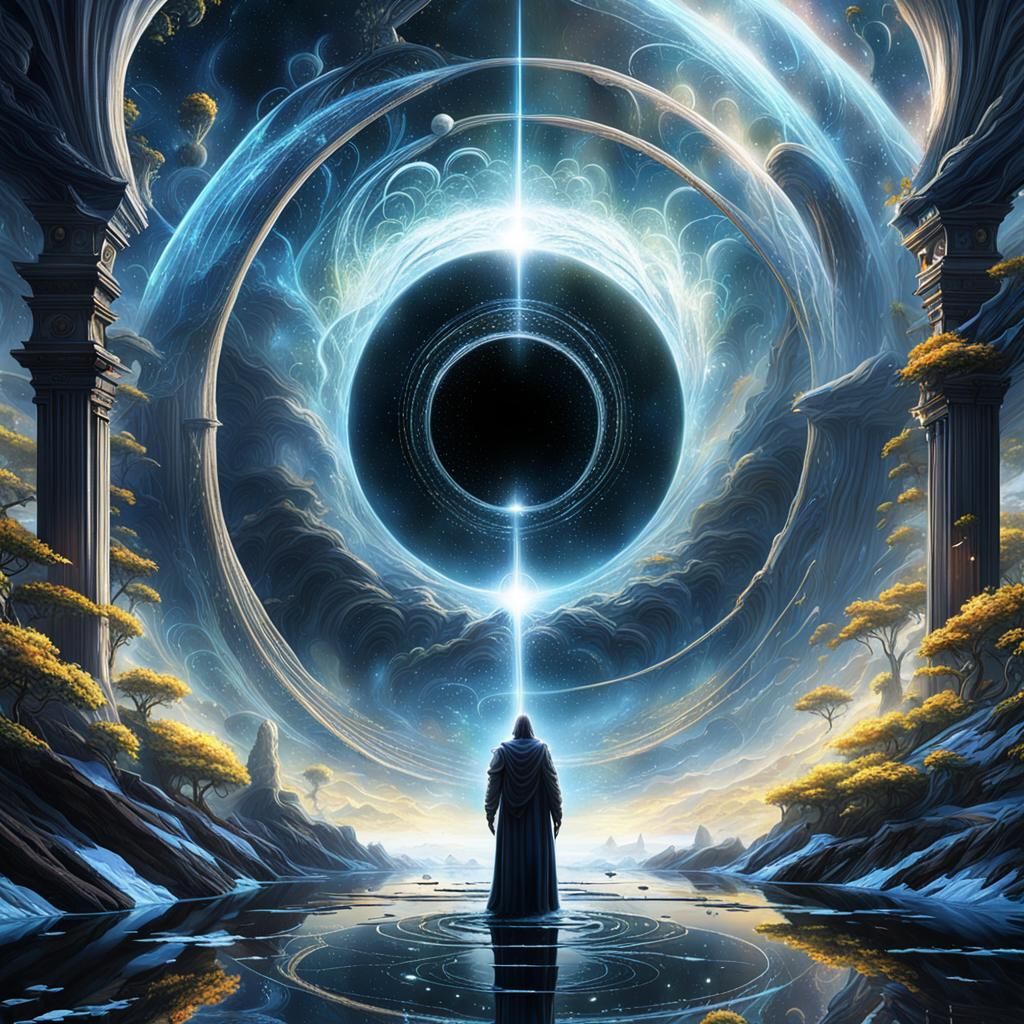 Dark Fantasy Vortex Between Veils: Hyperdetailed Concept Art