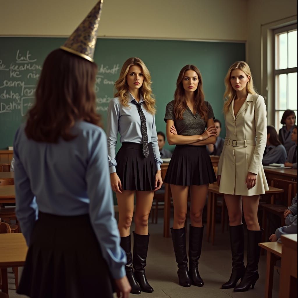 Cinematic Scene of Disapproving Female Educators and Elizabe...