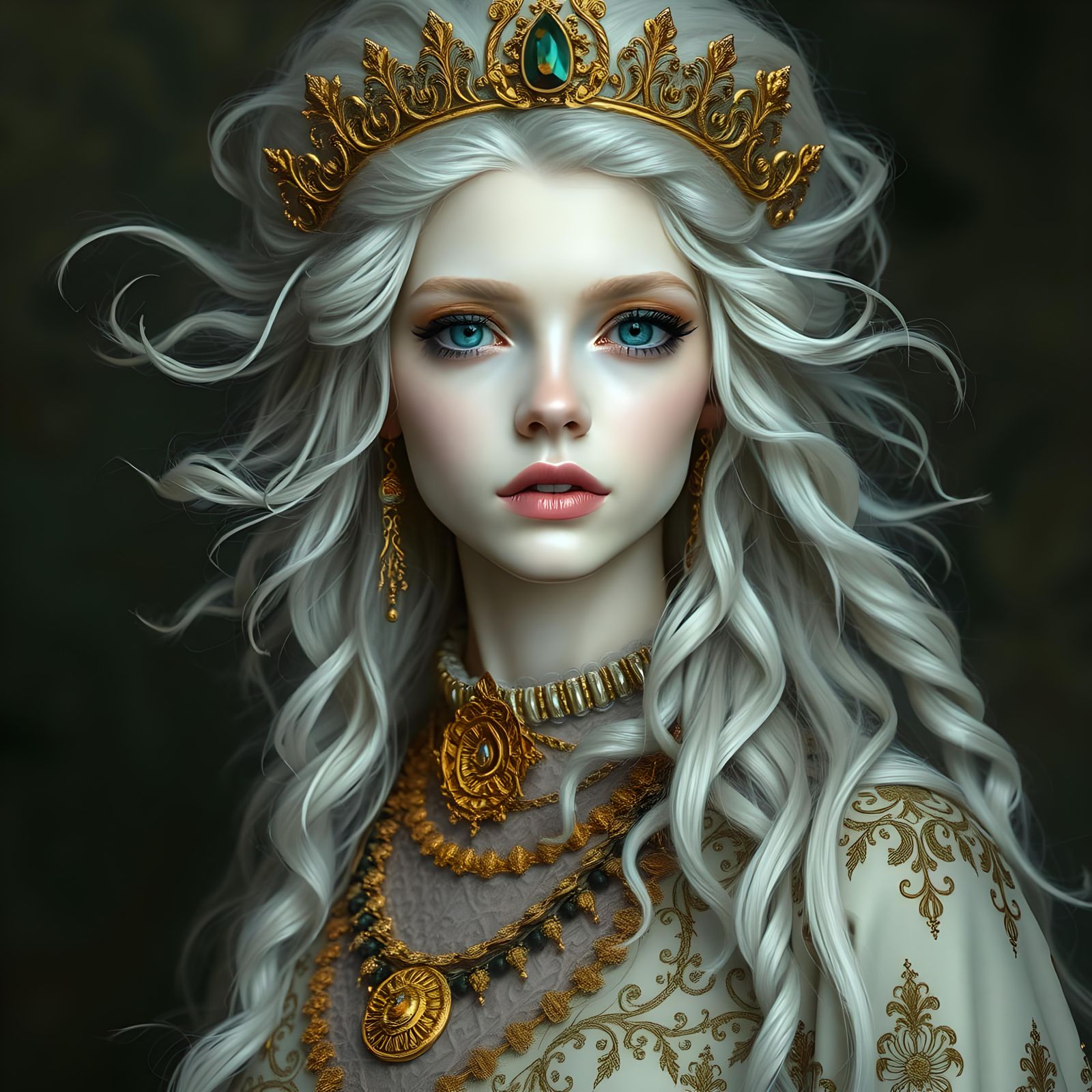 Victorian Albino Queen with Heterochromia