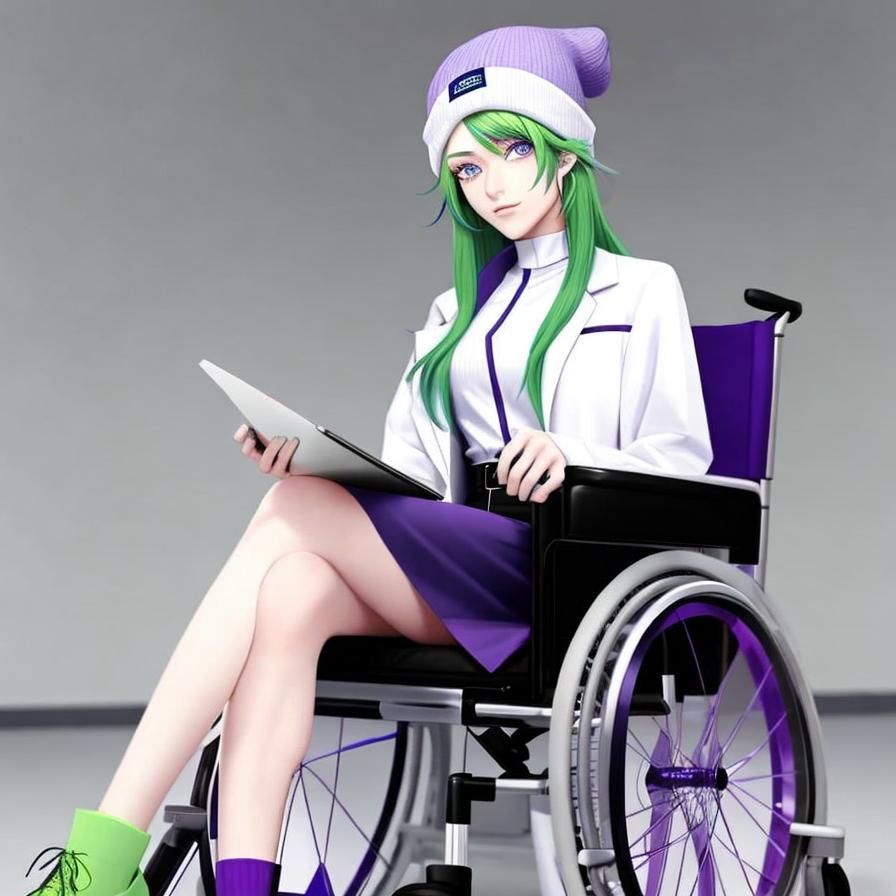 Young Scientist with Green Hair and Blue Beanie