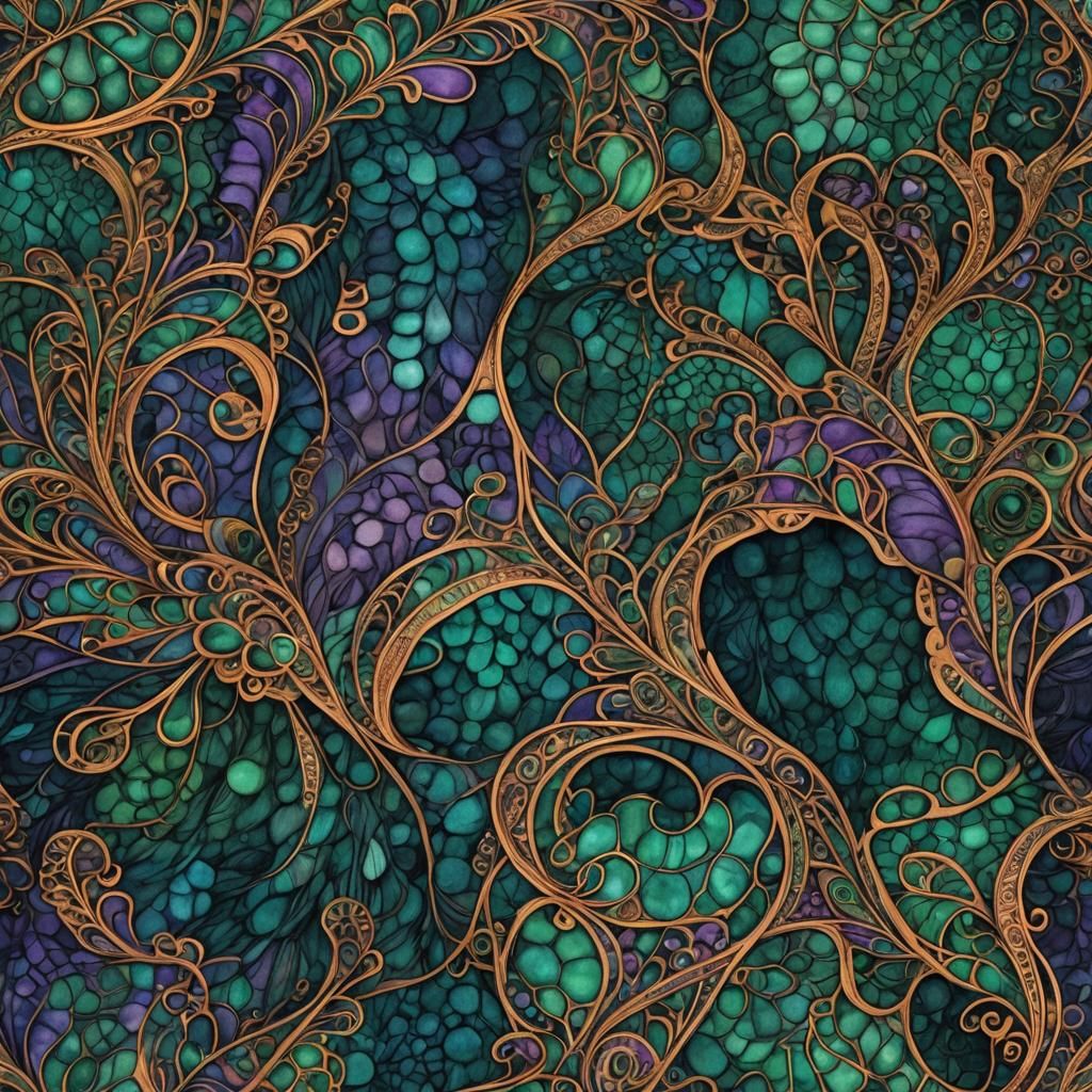 Intricate Tangle Art in Art Nouveau Style