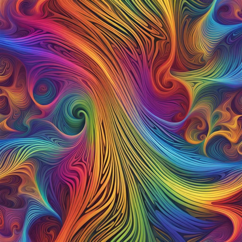 Abstract Rainbow Lightning Fractal Art