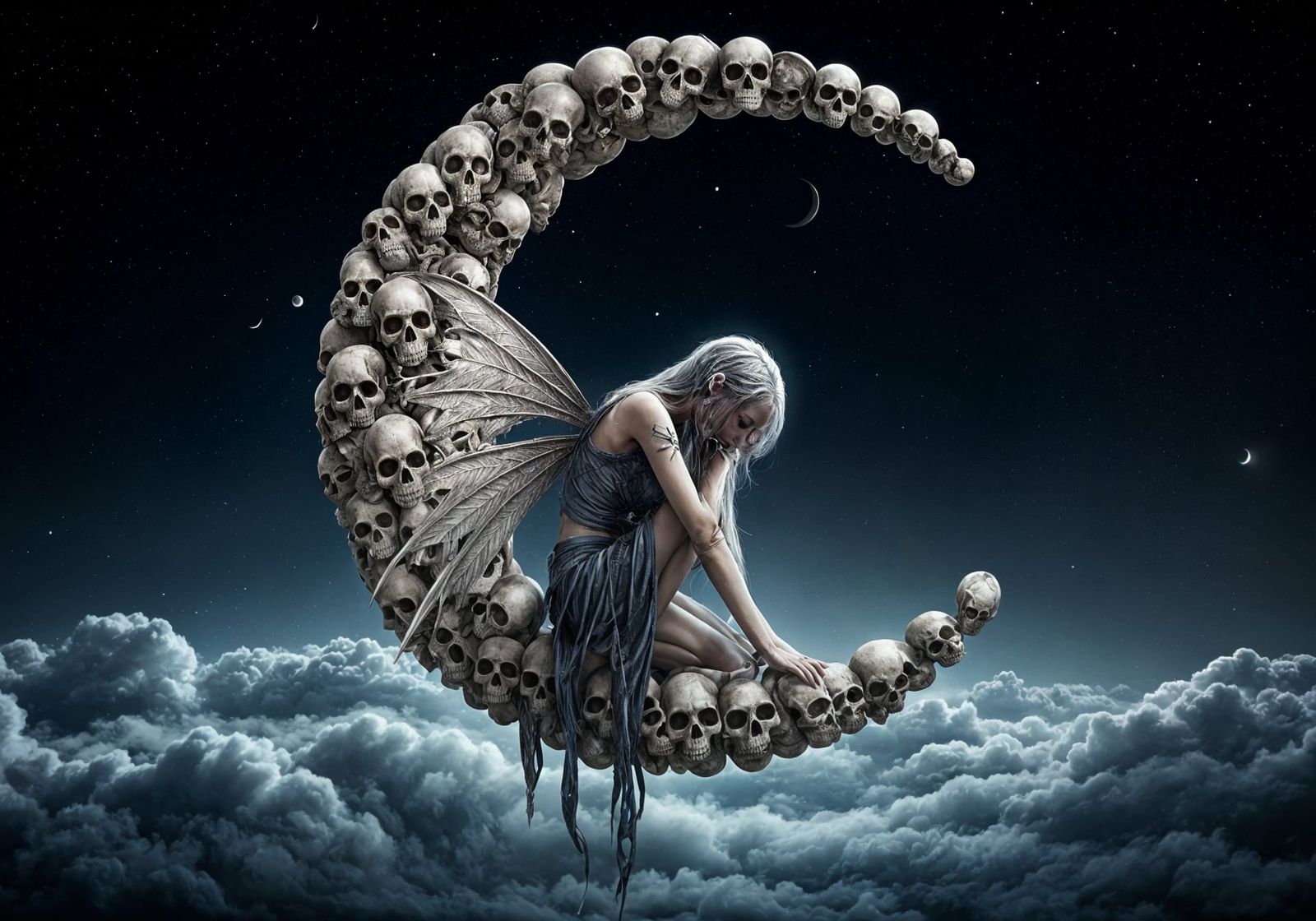 Skull Moon Fairy in 3D Fantasy Art