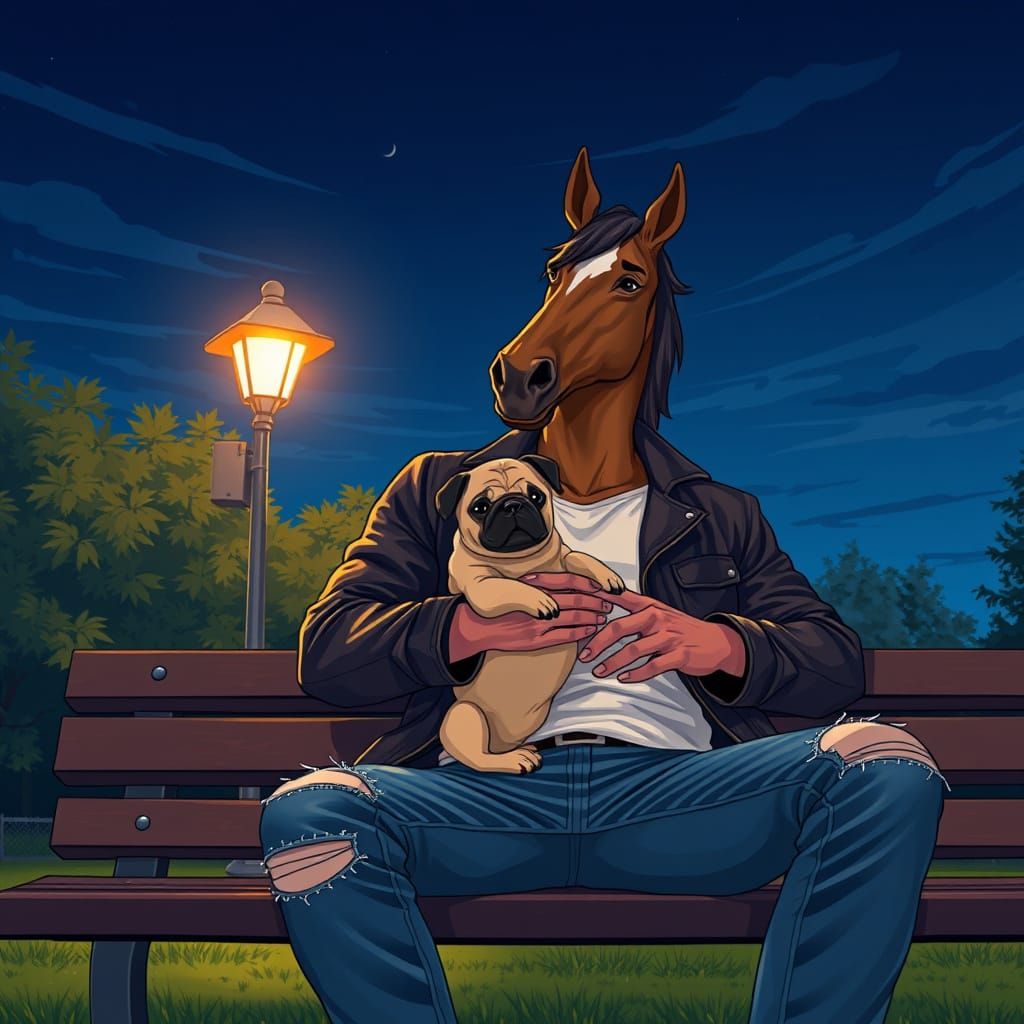 Chiseled Hero in Anime-Inspired Night Scene