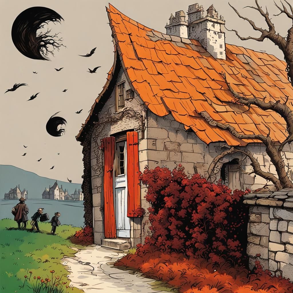 Medieval Village Battling a Windstorm