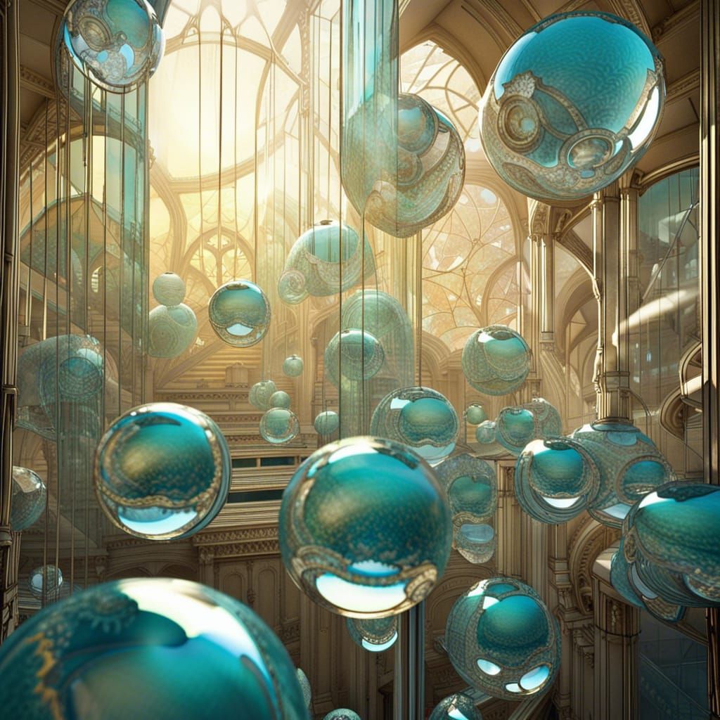 Sci-Fi Glass Palace in Art Nouveau Style