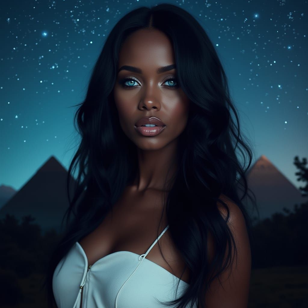 Celestial Goddess Portrait in Cosmic Fantasy Style