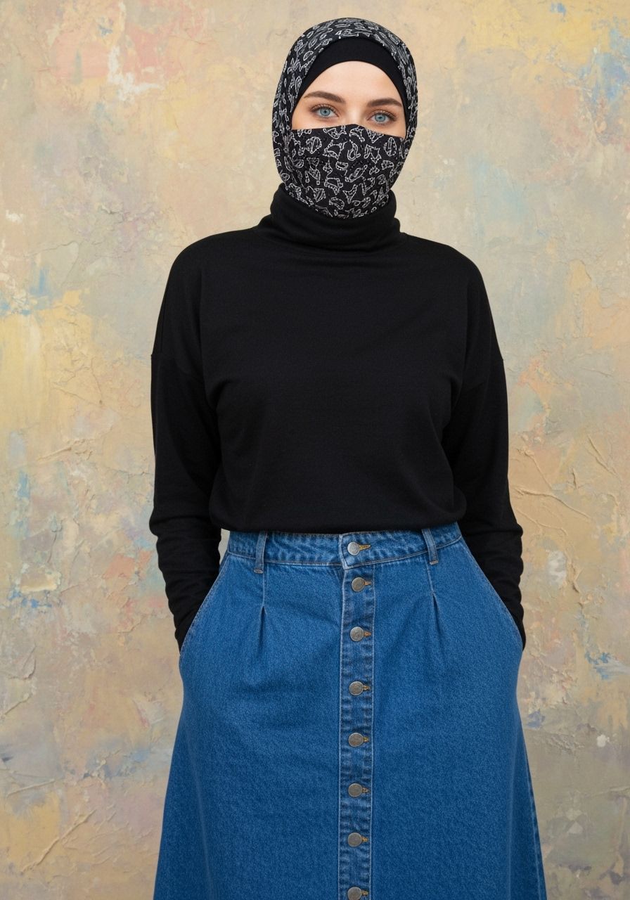 Neo-Impressionist Hijabi Woman in Textured Paint Style