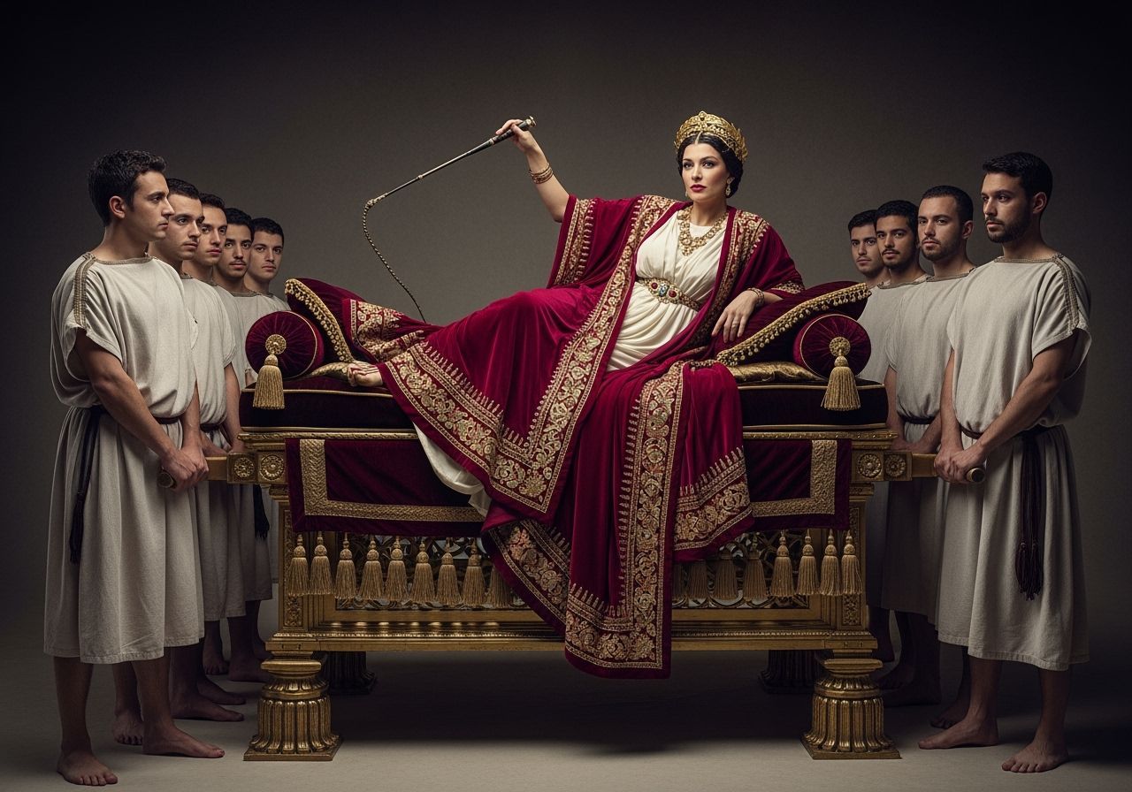 Roman Empress with Golden Litter, Photorealistic Style