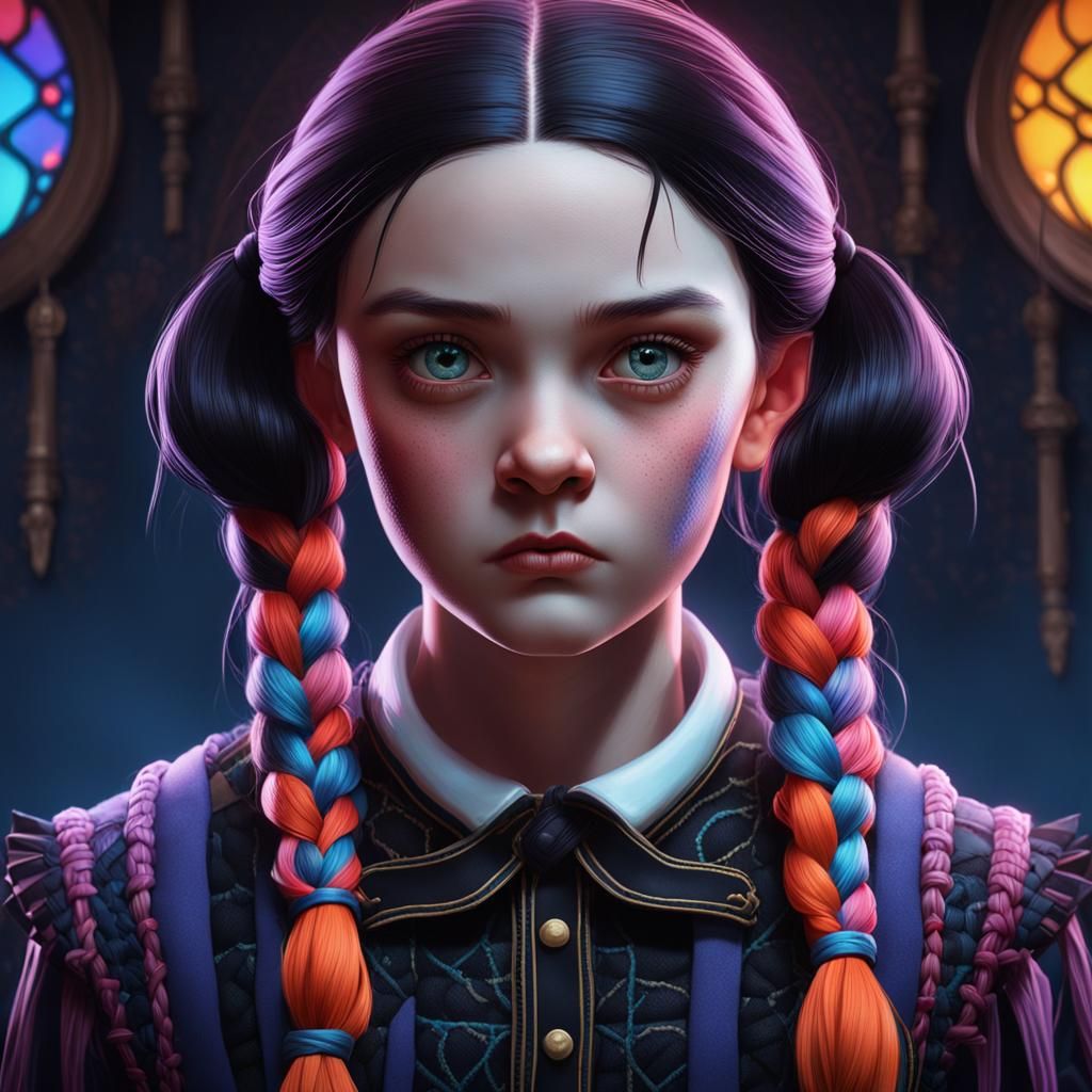 Wednesday Addams Portrait in Dark Fantasy Style