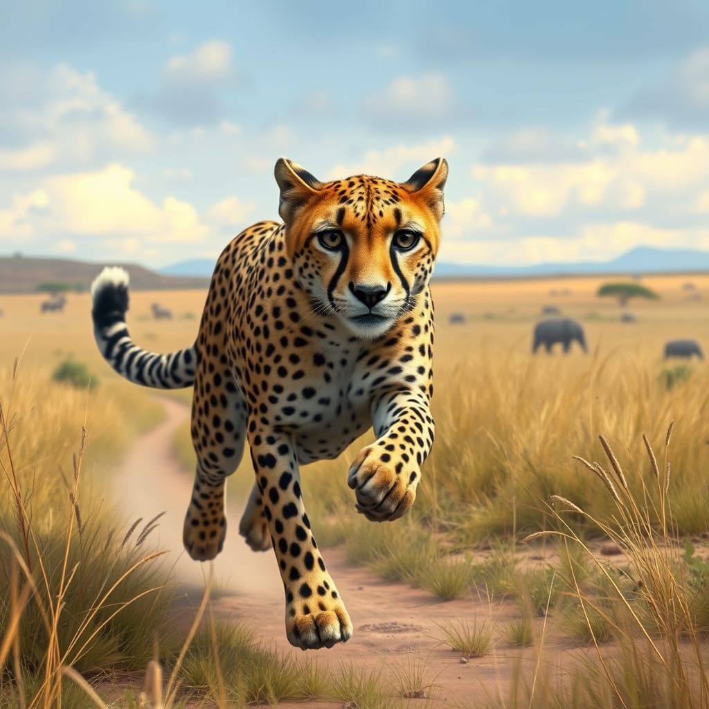 Vibrant Savannah Cheetah in Photorealistic Style