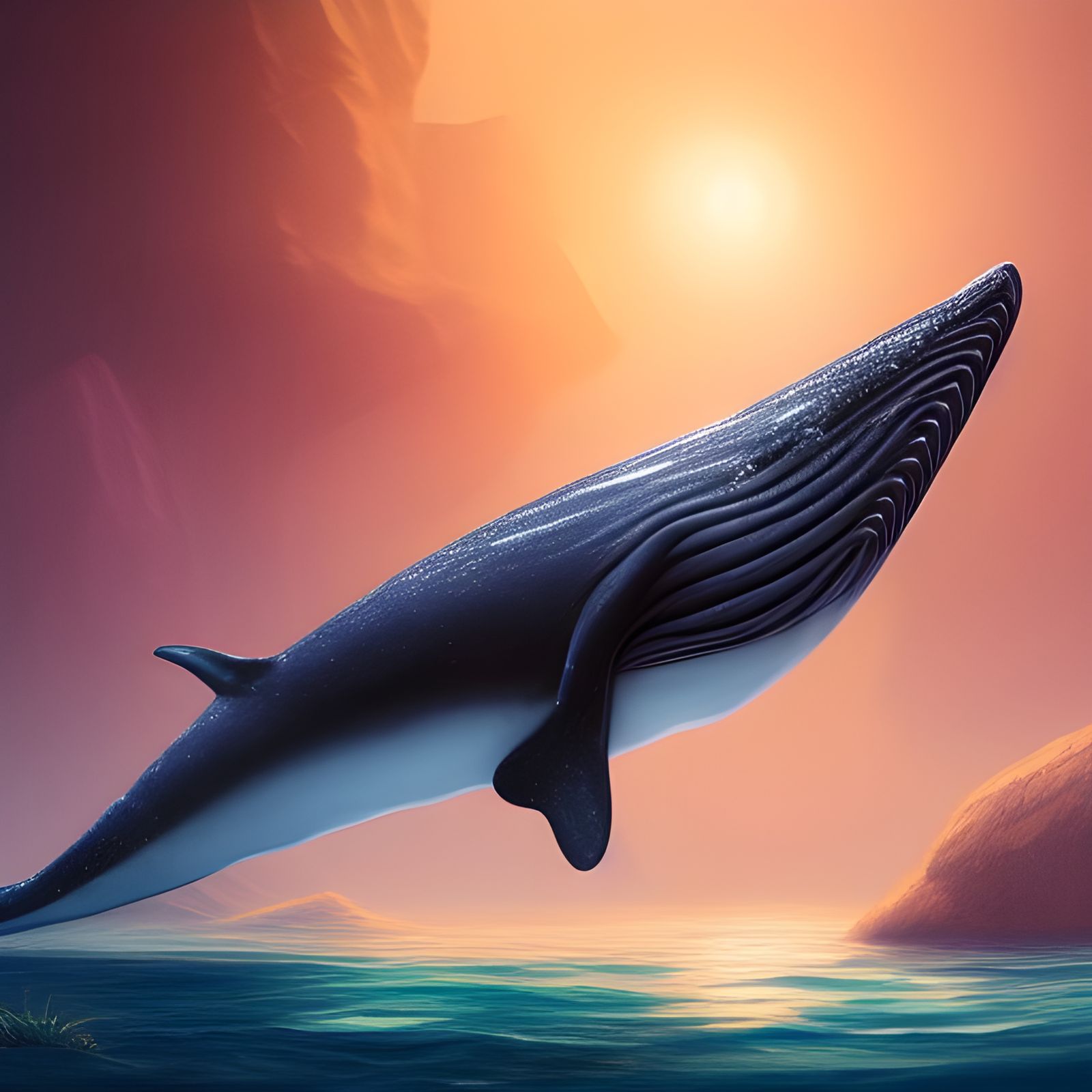 Mini Whale in a Bottle: Detailed Matte Painting