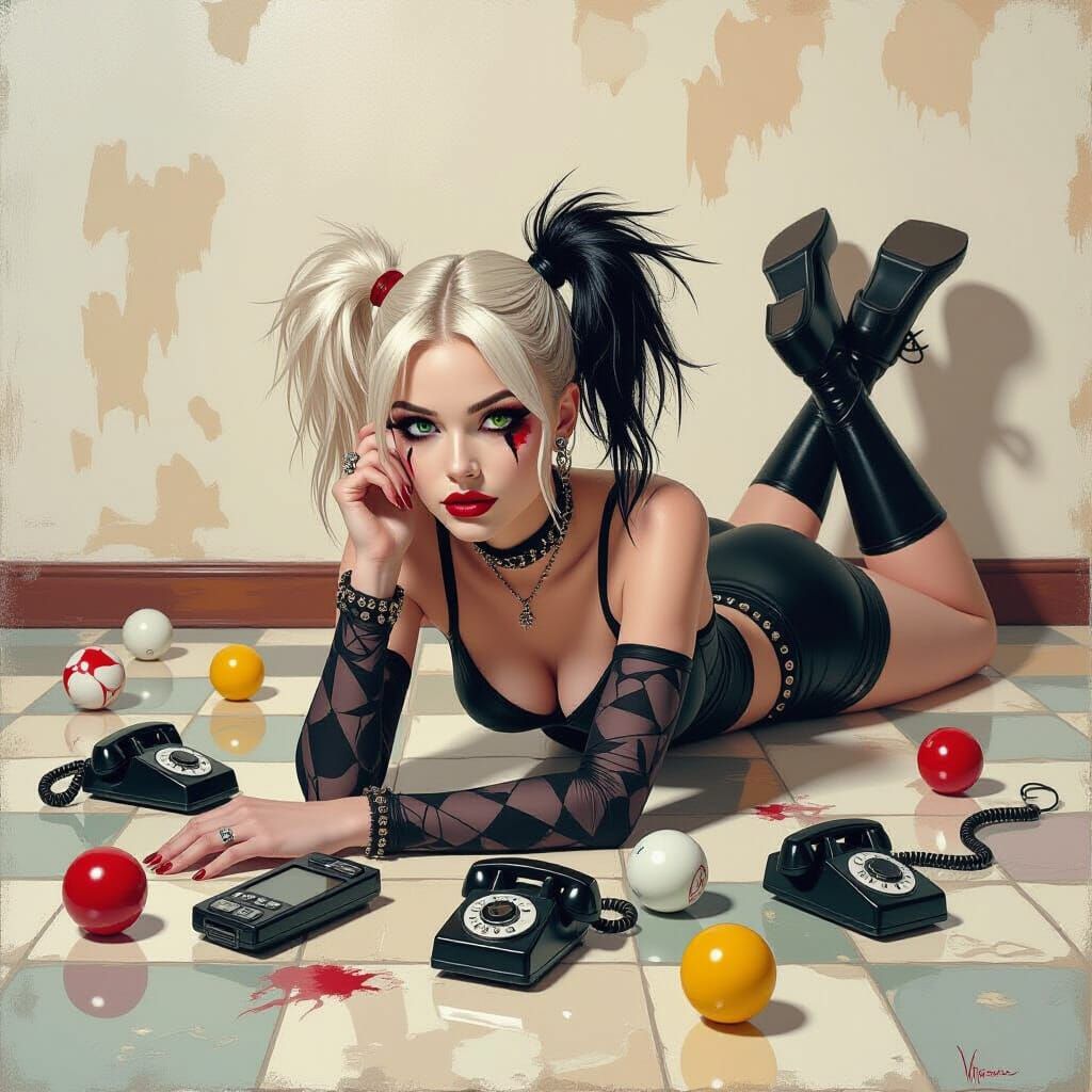 Gothic Emo Girl in Van Gogh Style