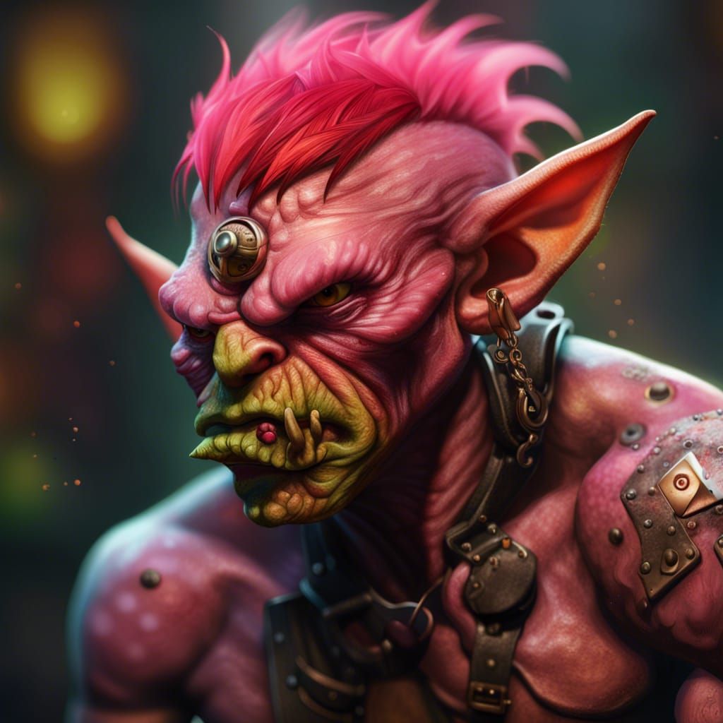 Hyperrealistic Punk Rock Goblin Portrait