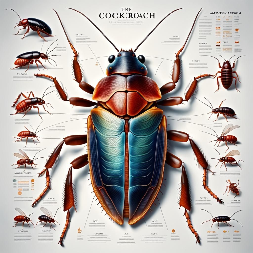 Detailed Anatomical Infographic of a Cockroach