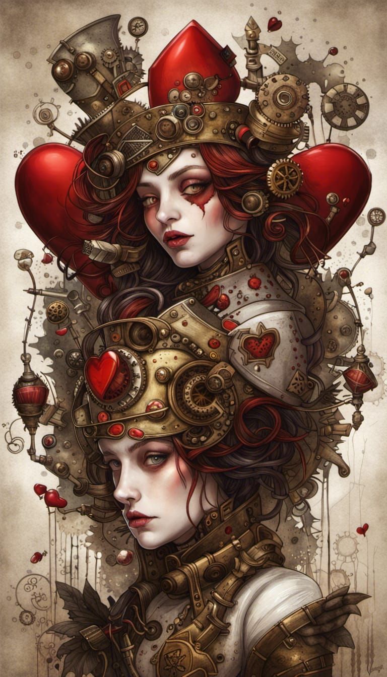 Steampunk Queen of Hearts, Detailed Cinematic Art